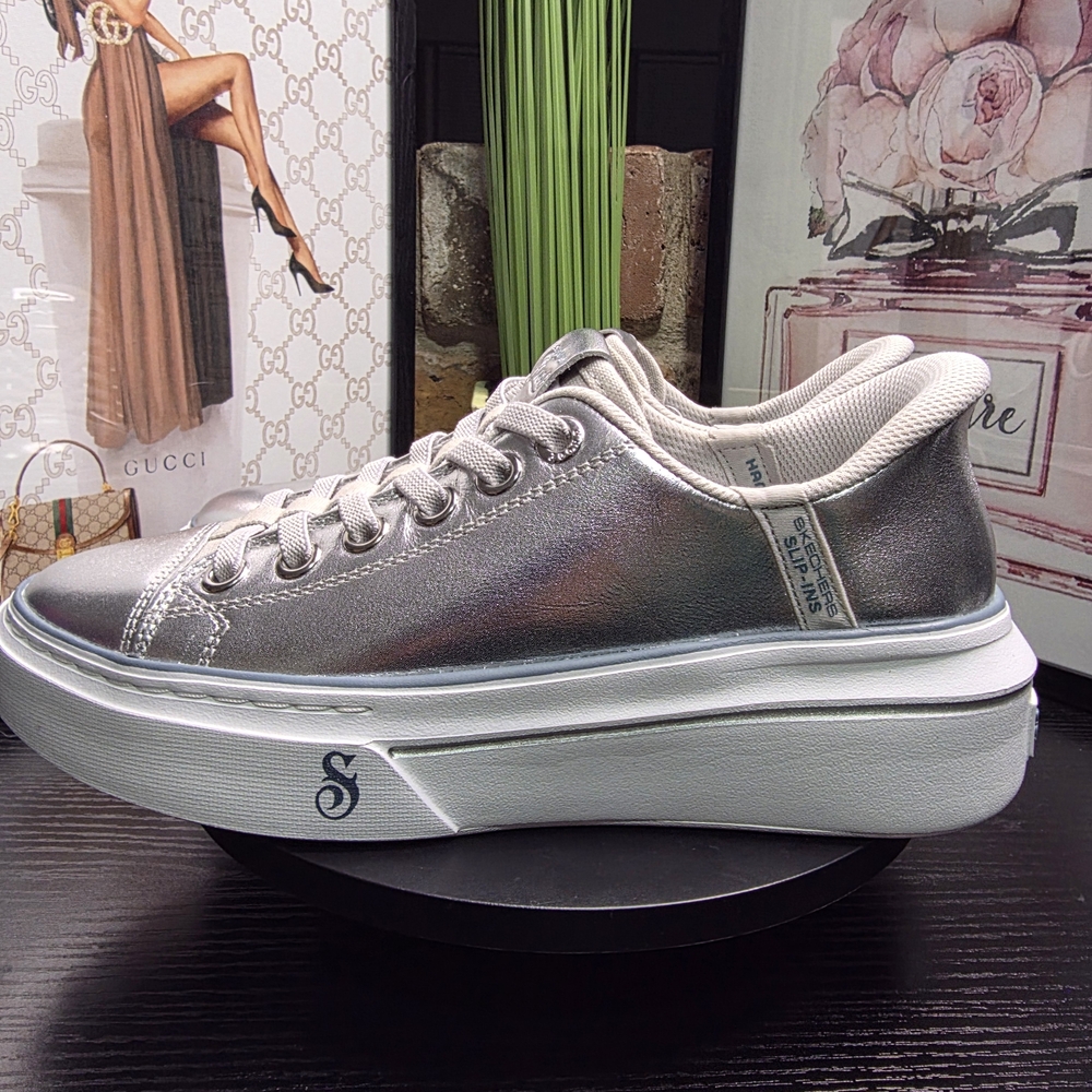 Skechers Metallic Silver Women's Sneakers - Picture 3 of 7